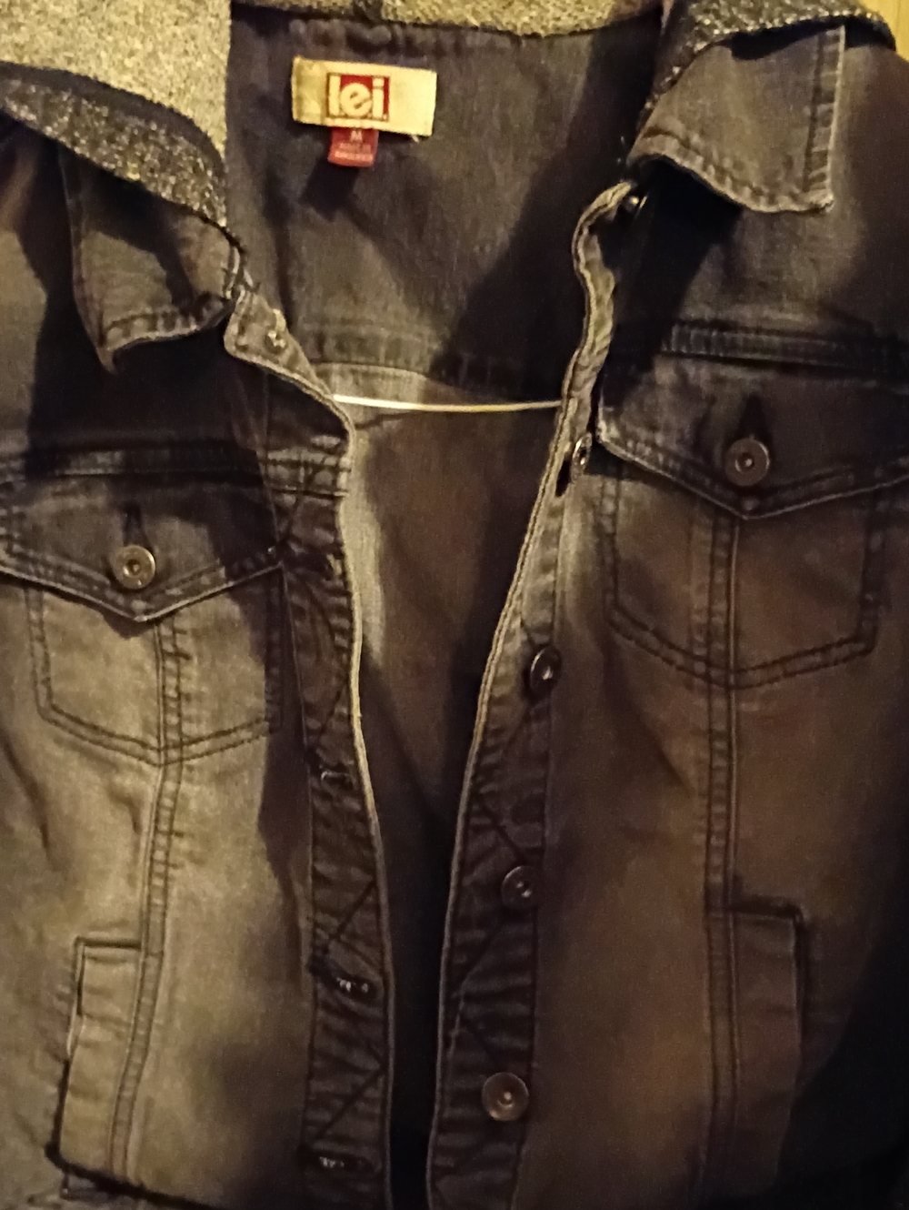 lei Black Denim Button-Front Jean Jacket